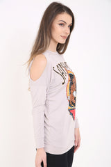 Santa Rosa Loop Back Cold Shoulder Sweat Top