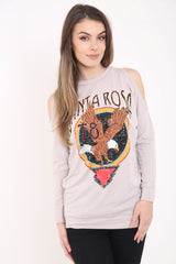 Santa Rosa Loop Back Cold Shoulder Sweat Top