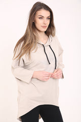 Studded Star Detail Oversized Hooded Jumper