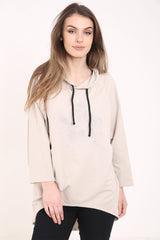 Studded Star Detail Oversized Hooded Jumper