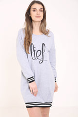 Lies Printed Sweatshirt Dress