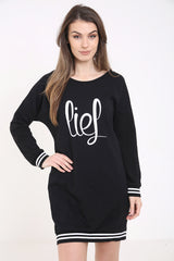 Lies Printed Sweatshirt Dress