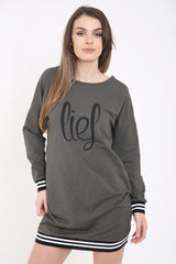 Lies Printed Sweatshirt Dress