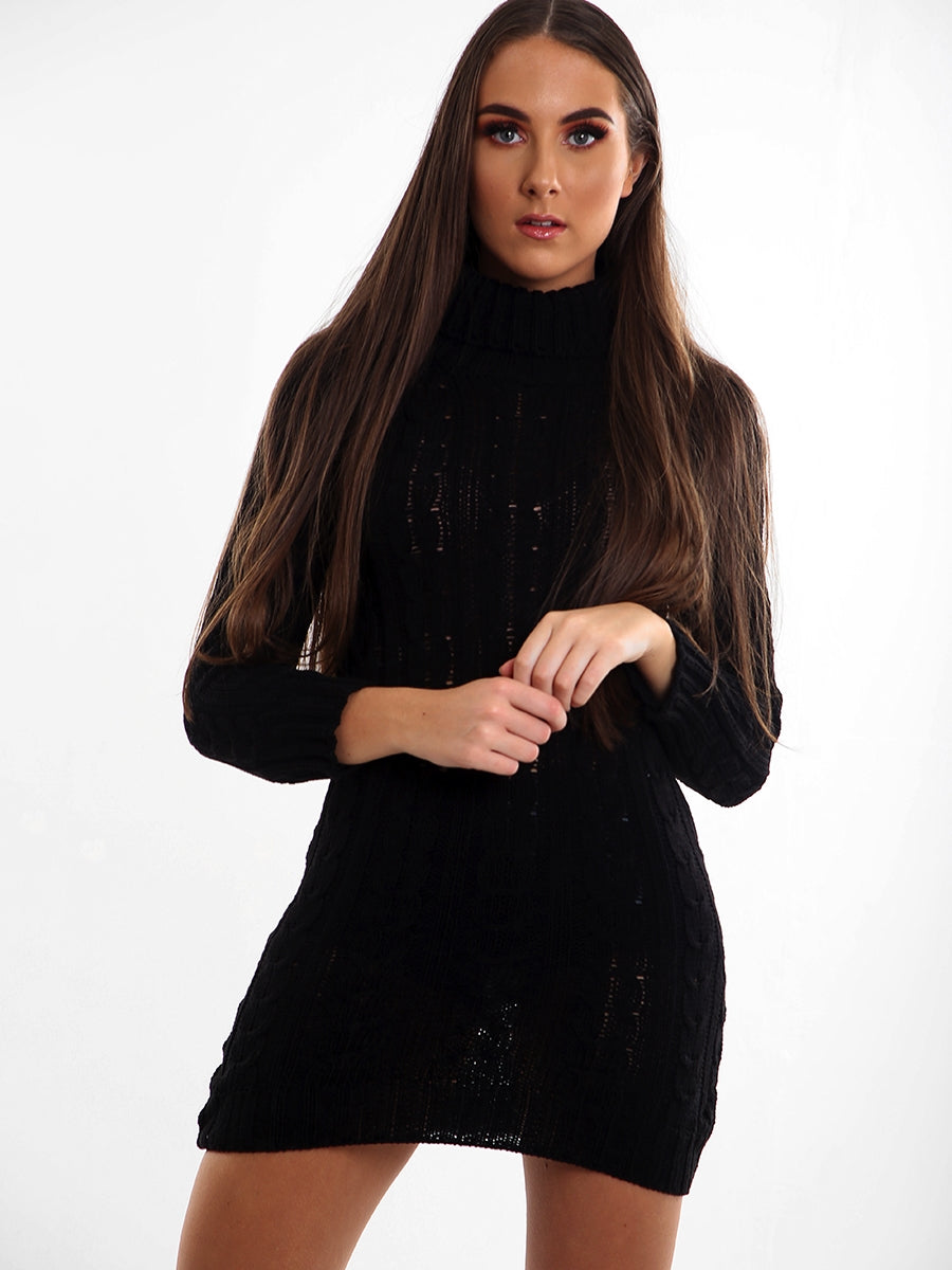 Wholesale Roll Neck Cable Knit Jumper Dress Stylewise Direct Wholesale Roll Neck Cable Knit Jumper Dress Stylewise Direct