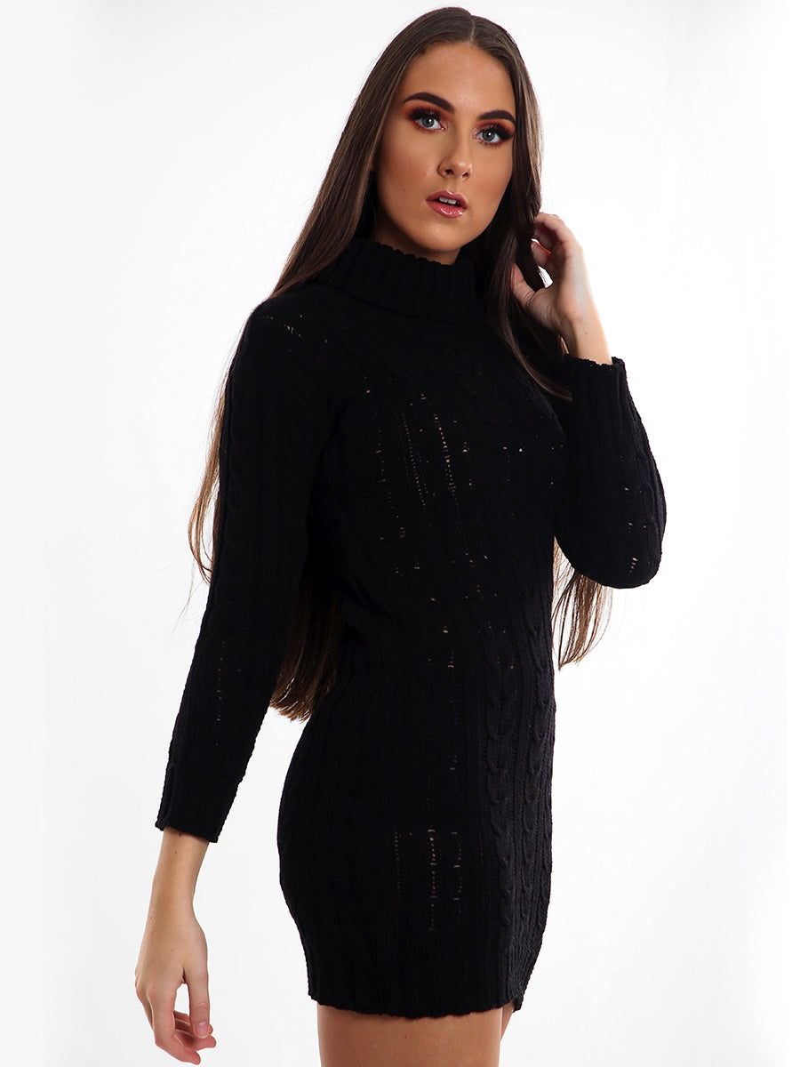 Midaxi Dress Karen Millen Black Knitted Dress Wholesale Roll Neck Cable Knit Jumper Dress Stylewise Direct Midaxi Dress Karen Millen Black Knitted Dress Wholesale Roll Neck Cable Knit Jumper Dress Stylewise Direct