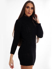 Kady & Olivia Roll Neck Cable Knit Jumper Dress