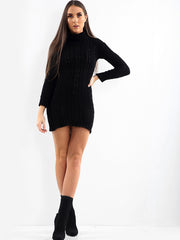 Kady & Olivia Roll Neck Cable Knit Jumper Dress