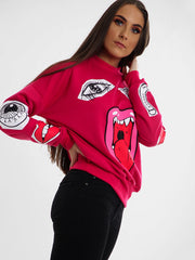 Olivia & Samira Monster Printed Sweatshirt Jumper