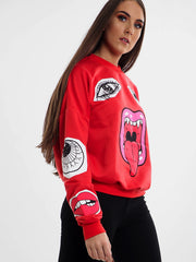 Olivia & Samira Monster Printed Sweatshirt Jumper