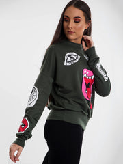 Olivia & Samira Monster Printed Sweatshirt Jumper