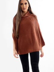 Roll Neck Knitted Poncho