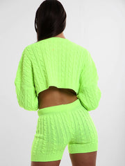 Cable de punto de punto Top & Shorts Coord