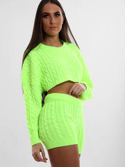 Cable de punto de punto Top & Shorts Coord