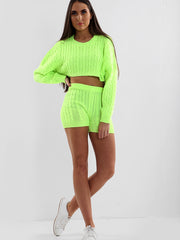 Cable de punto de punto Top & Shorts Coord