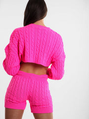 Cable de punto de punto Top & Shorts Coord