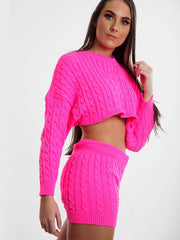 Cable de punto de punto Top & Shorts Coord