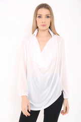 Cowl Neck Chiffon Top