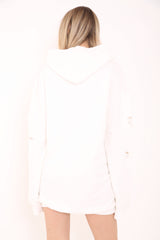 Oversized Distressed Hooded Jumper Dress