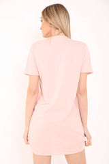 Safety Pin Choker Neck California Printed Longline T Shirt Dress