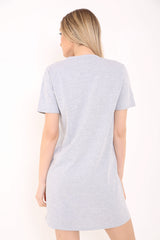 Safety Pin Choker Neck California Printed Longline T Shirt Dress