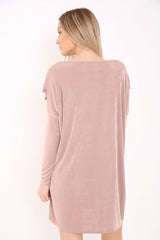 Oversized Frill Front Acetate Dress