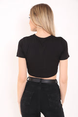 Santa Ana Printed Eyelet Crop Top