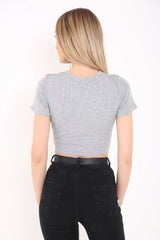 Santa Ana Printed Eyelet Crop Top