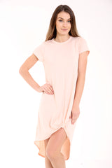 Gewebter Strick kurzärmeliges Knoten -Frontkleid