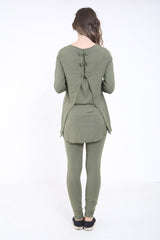 Split Bug Back Overlay Loungewear Set