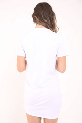 Safety Pin Choker Neck California Printed Longline T Shirt Dress