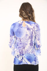 Crochet Trim Bell Sleeve Floral Chiffon Top