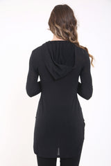 Top con capucha de punto tejido fino