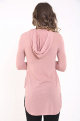 Top con capucha de punto tejido fino