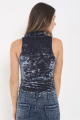 Crushed Velour Zipper Bodysuit