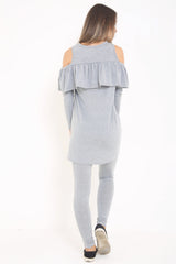 Cold Shoulder Ruffle Frill Viscose Lounge Wear