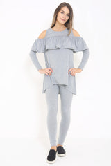 Cold Shoulder Ruffle Frill Viscose Lounge Wear