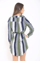 Multi Coloured Striped Shirt Dress
