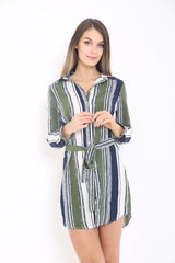 Multi Coloured Striped Shirt Dress
