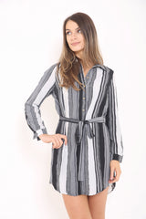 Multi Coloured Striped Shirt Dress