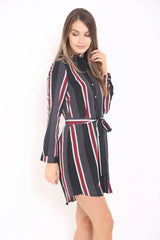Multi Coloured Striped Shirt Dress