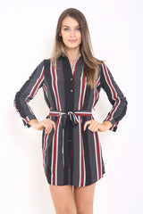 Multi Coloured Striped Shirt Dress