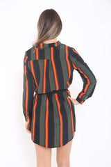 Multi Coloured Striped Shirt Dress
