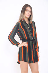 Multi Coloured Striped Shirt Dress
