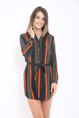 Multi Coloured Striped Shirt Dress
