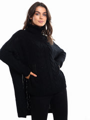 Kady Oversized Dip Hem Cable Knit Jumper