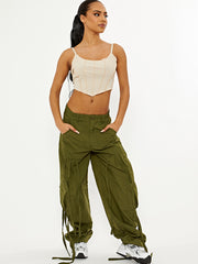 Shell Parachute Pocket Detail Cargo Trousers