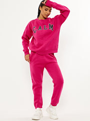 Ruhige gestickte Fleece-Co-ordte