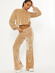 Velour Ribbed Gathered Top & Trouser Co-ord