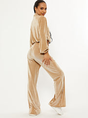 Velour Ribbed Gathered Top & Trouser Co-ord