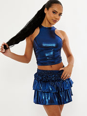 Top de cortes de chaleco metálico Ruchado